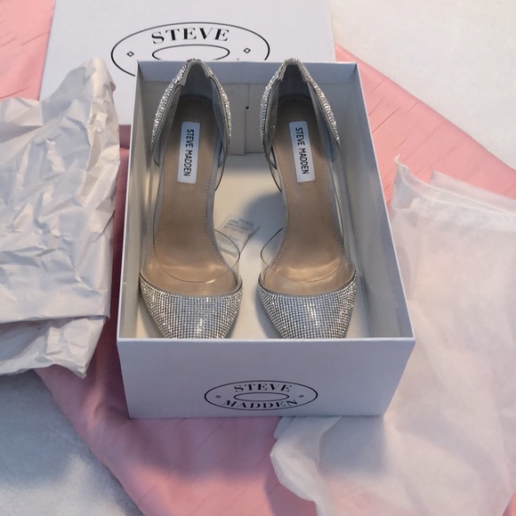 🆕Steve Madden NIB! Shiny & New! Rhinestone! 3 1/2” heel! New! never worn! 7 1/2 - Picture 4 of 6